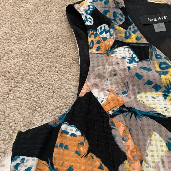 Nine West Black Butterfly Sleeveless Dress- 16 - Picture 5 of 10